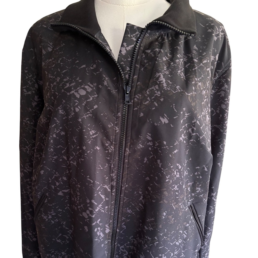 Lane Bryant Womens Plus Size 20 Black Grey Abstract Print Zip Up Track Jacket - Picture 3 of 8